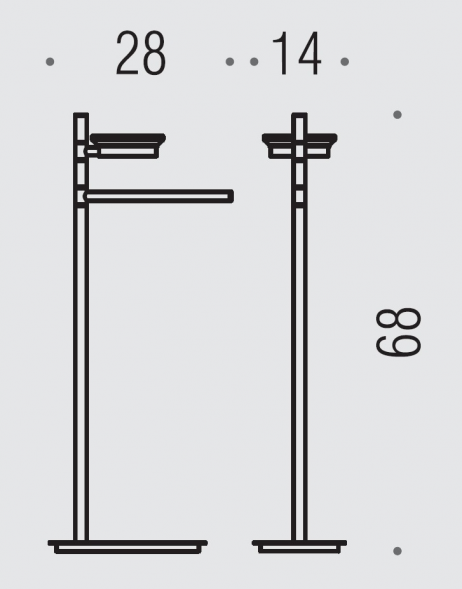 Стойка COLOMBO DESIGN SQUARE B9902 напольная с полотенцедержателем с мыльницей