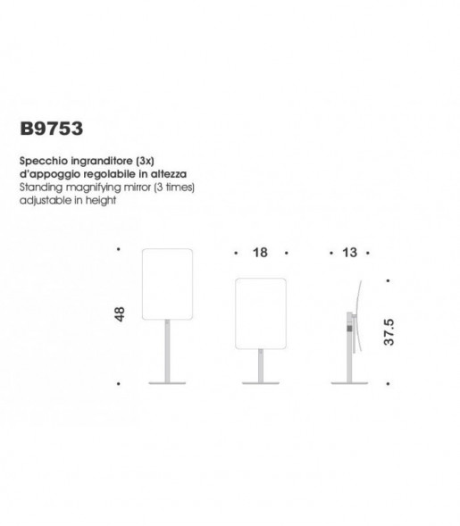 Косметическое зеркало COLOMBO DESIGN SPECCHI INGRANDITORI B9753 настольное увеличение 3 раза регулируемое по высоте